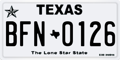 TX license plate BFN0126