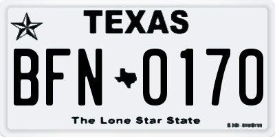 TX license plate BFN0170