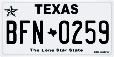 TX license plate BFN0259