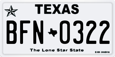 TX license plate BFN0322