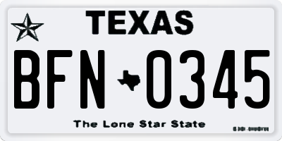 TX license plate BFN0345