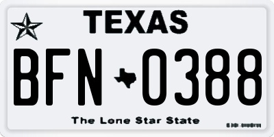TX license plate BFN0388