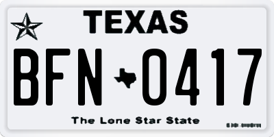 TX license plate BFN0417