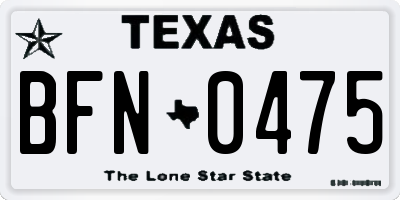 TX license plate BFN0475