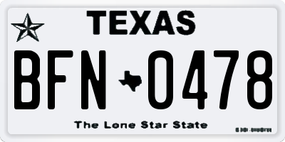 TX license plate BFN0478