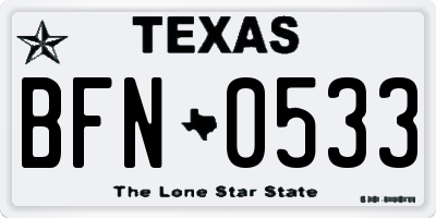 TX license plate BFN0533