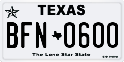 TX license plate BFN0600