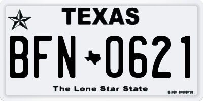 TX license plate BFN0621