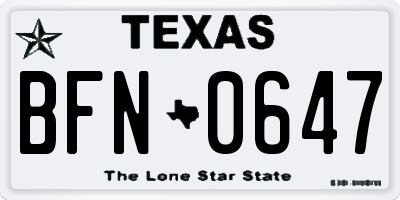 TX license plate BFN0647