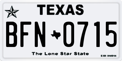 TX license plate BFN0715