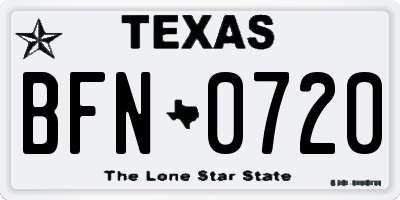 TX license plate BFN0720