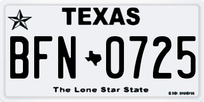 TX license plate BFN0725