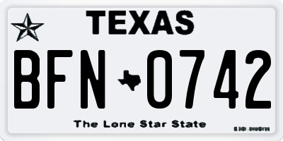 TX license plate BFN0742
