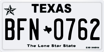 TX license plate BFN0762
