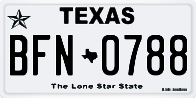 TX license plate BFN0788