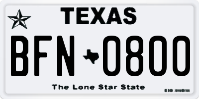 TX license plate BFN0800