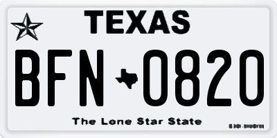 TX license plate BFN0820