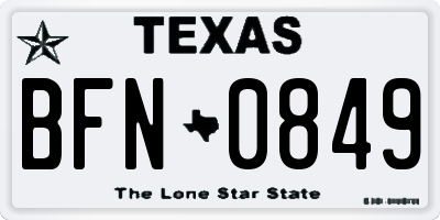 TX license plate BFN0849