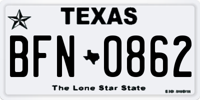 TX license plate BFN0862