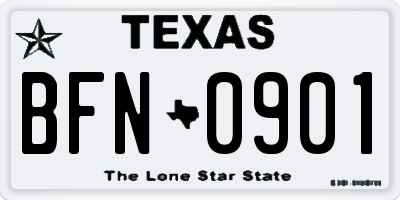 TX license plate BFN0901