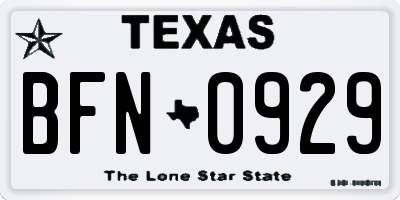 TX license plate BFN0929
