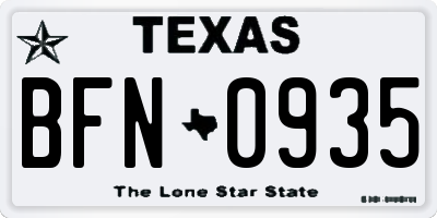 TX license plate BFN0935
