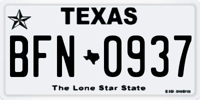 TX license plate BFN0937