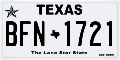 TX license plate BFN1721