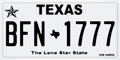 TX license plate BFN1777