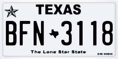TX license plate BFN3118