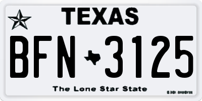 TX license plate BFN3125