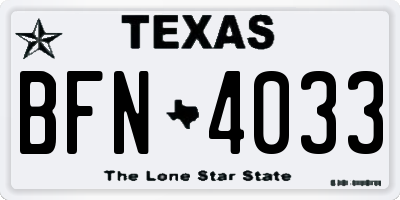 TX license plate BFN4033