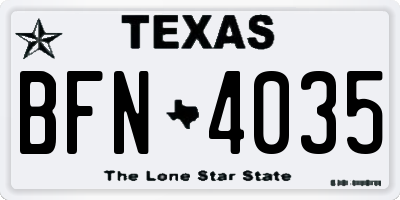 TX license plate BFN4035
