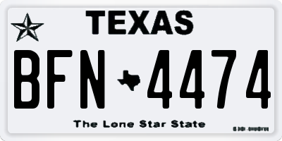 TX license plate BFN4474
