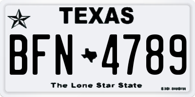 TX license plate BFN4789