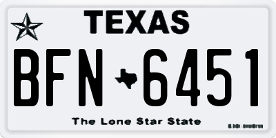 TX license plate BFN6451
