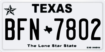 TX license plate BFN7802