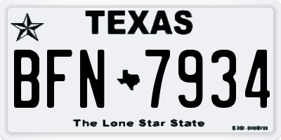 TX license plate BFN7934