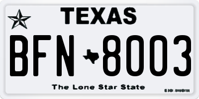 TX license plate BFN8003