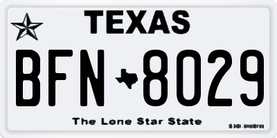 TX license plate BFN8029