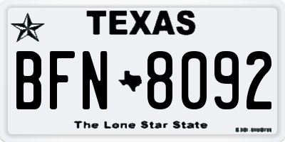 TX license plate BFN8092