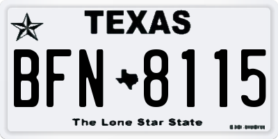 TX license plate BFN8115