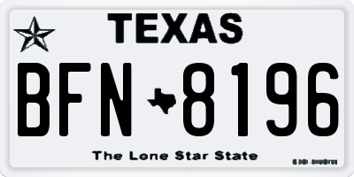 TX license plate BFN8196