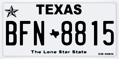 TX license plate BFN8815