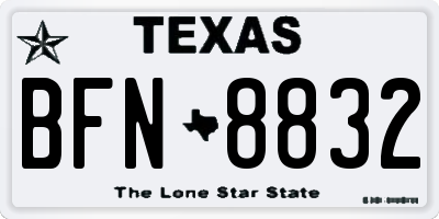 TX license plate BFN8832