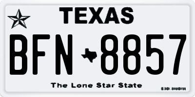 TX license plate BFN8857