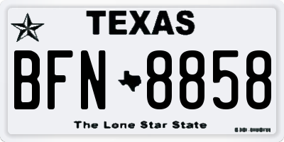 TX license plate BFN8858