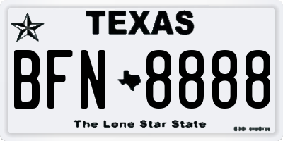 TX license plate BFN8888