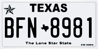 TX license plate BFN8981