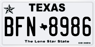 TX license plate BFN8986
